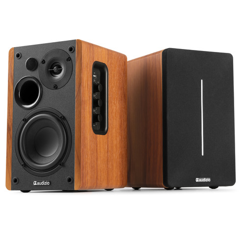 KS01B Active Bookshelf Speaker Set 120W BT Wood