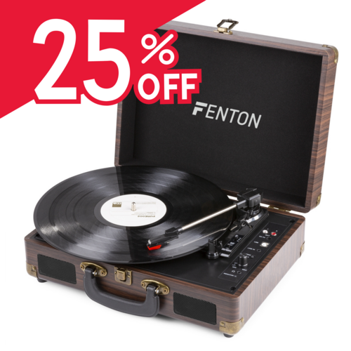 Record Player Briefcase with Bluetooth - Brown Wood - RP115B 