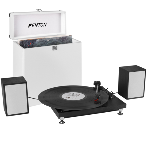 RP155B Record Player Set - Black - and Vinyl LP Record Case
