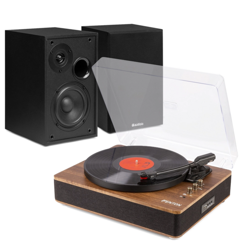 Vinyl Record Player with Wireless Bluetooth Speakers