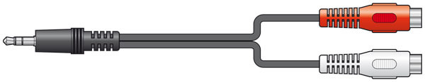 Audio Lead - 3.5mm Stereo Plug to 2 x RCA Sockets