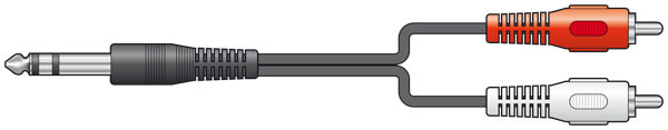 Audio Lead - 6.3mm Stereo Plug to 2 x RCA Phono 