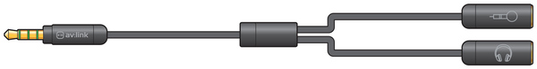 3.5mm TRRS Plug to Headphone and Microphone Jack Sockets