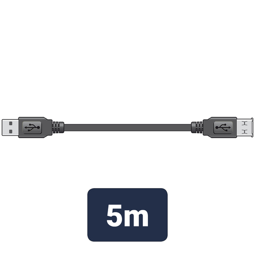 USB 2.0 type A plug to type A socket lead 5.0m