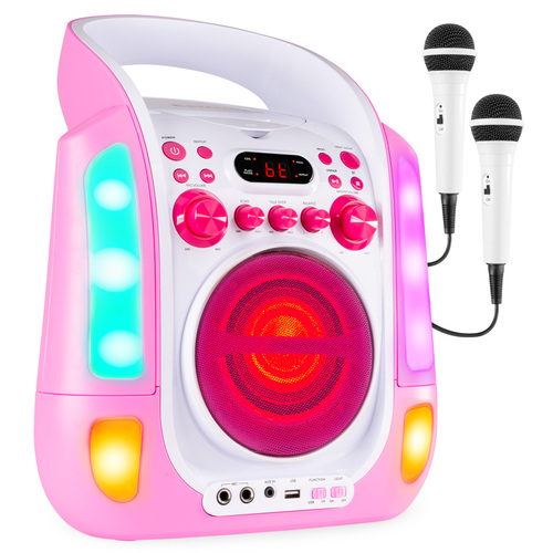 Karaoke System with CD and 2 Microphones Pink