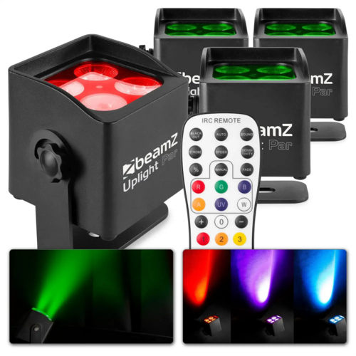 BeamZ BBP44 - Set of 4 compact battery Uplights IP65