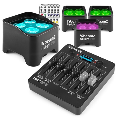 Battery Powered Uplighting Package - 4 x BeamZ BBP90 & DMX Controller