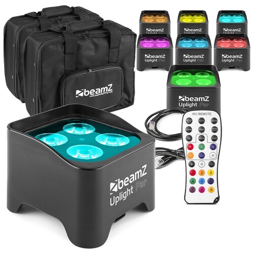 8x BeamZ BBP90 Wireless Battery Uplighters with Cases