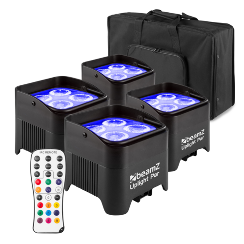 BBP94 Pack 4 x Battery Powered Uplight Par with Bag