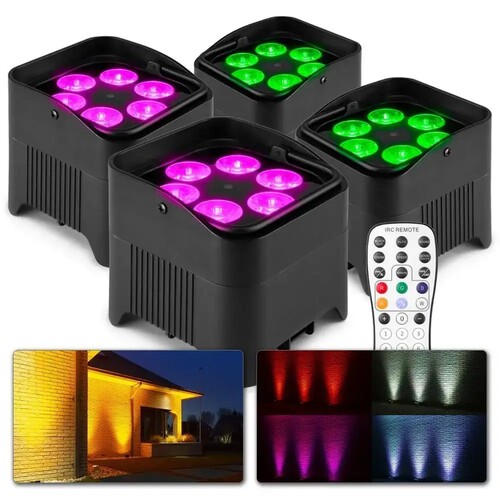 BeamZ BBP96S - Set of 4 battery uplights with 12W LEDs