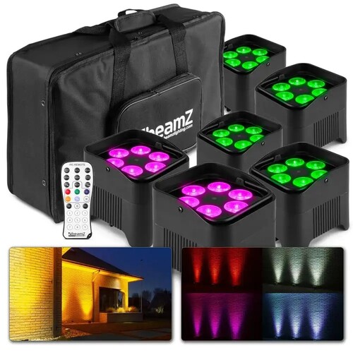 BeamZ BBP96S - Set of 6 battery uplights with 12W LEDs