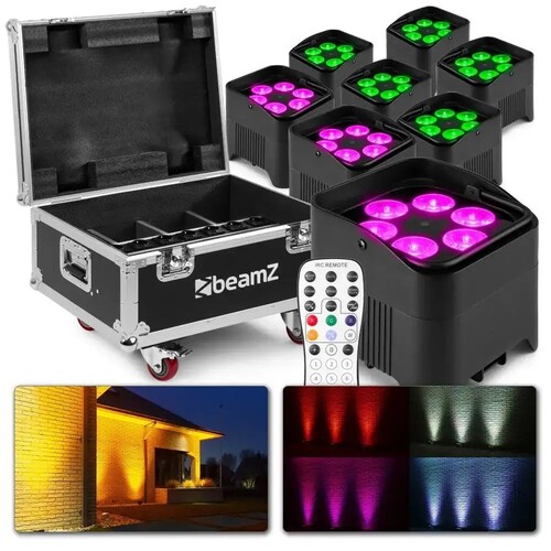 BeamZ BBP96S - Set of 8 battery uplights with 12W LEDs