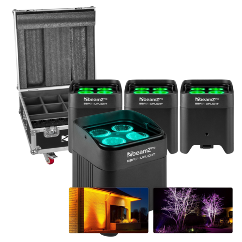 BeamZ BBP54 set of 4 Uplights in flight case 