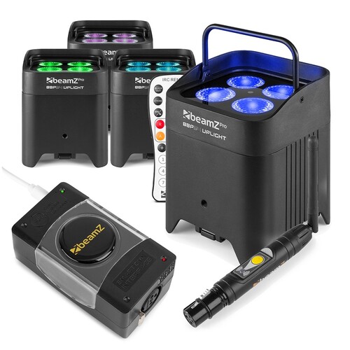 4x BeamZ BBP54 Weatherproof Wireless Uplighters