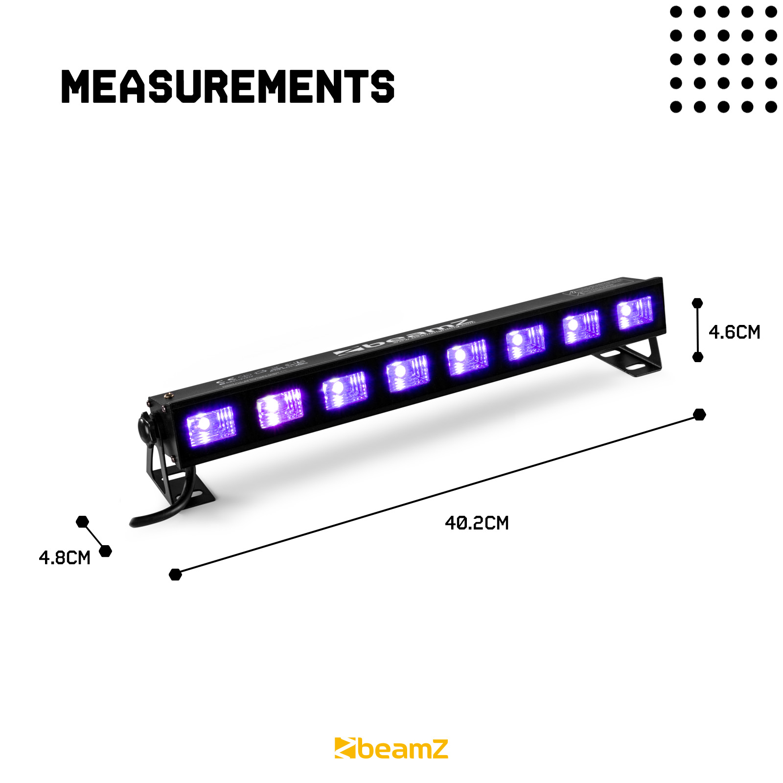 UV LED Bar - 8x 3 Watt UV Blacklight Parabolic Reflector - Sound