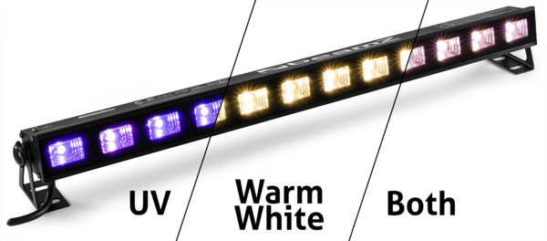 LED BAR 12x 3W UV + White 2-in-1 LEDs