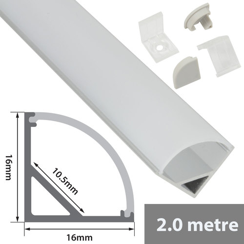 Aluminium LED Tape profile - 90 degree arc 
