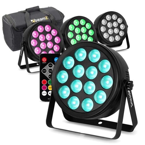BeamZ set of 4 BCC145 LED PAR in flightbag