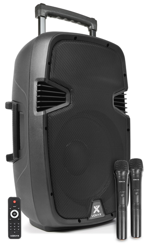 PA Speaker ABS - 12 Inch - Bluetooth - 2 x UHF Microphones