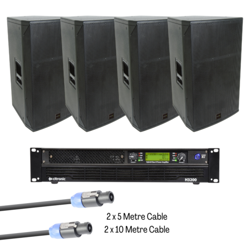High Power PA system - Complete PA 4 Speaker set