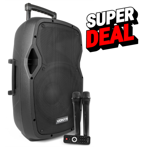 Portable PA Speaker 12 Inch - 2x UHF Mics