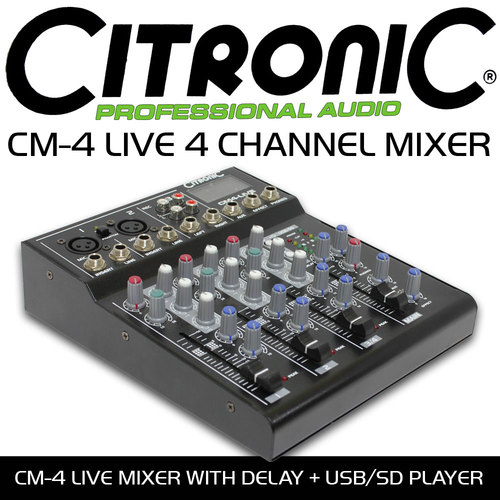 4Ch Live Compact Mixer + USB/SD Player with Delay