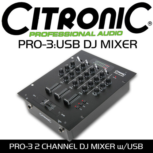 Citronic PRO-3 DJ mixer with USB ports,