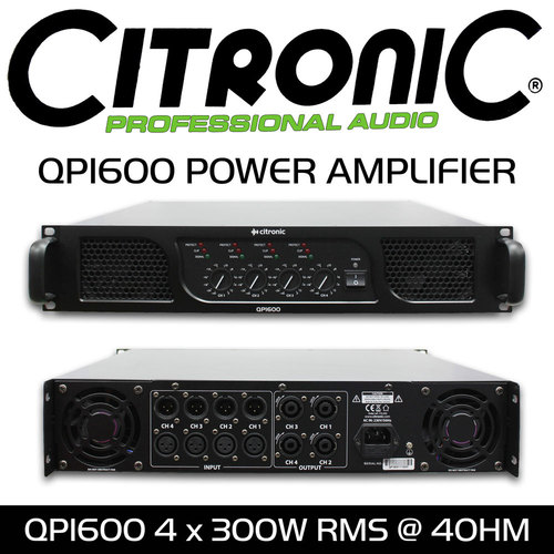 QP1600 Quad Power Amplifier - 4 x 300 Watts RMS