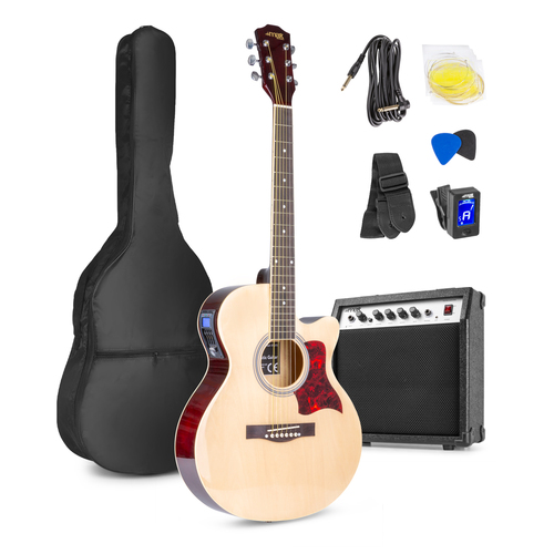 ShowKit Electric Acoustic Natural Guitar & Amp Bundle