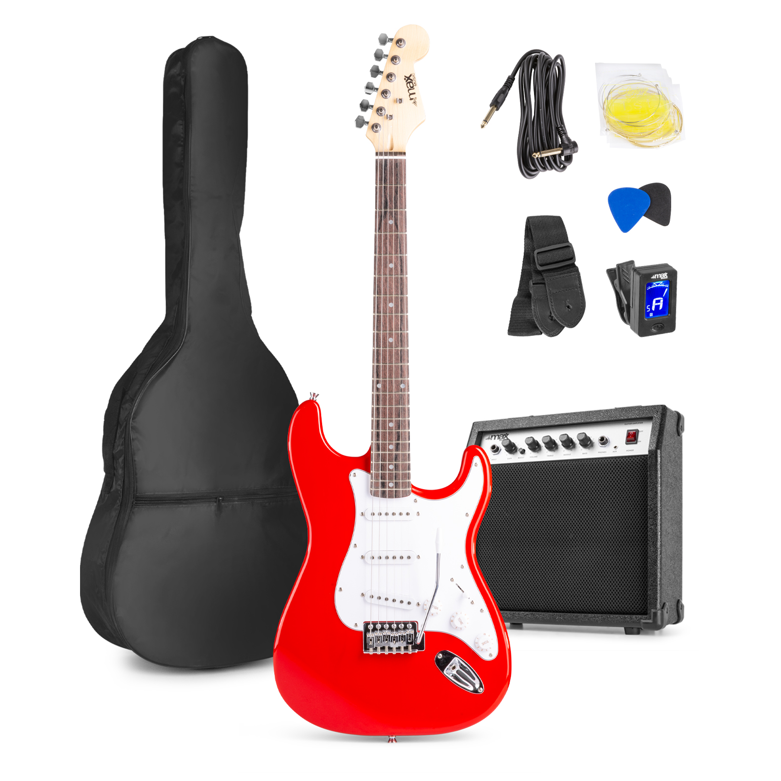 GigKit Electric Guitar & Amp Bundle Red Guitar, 40w Amplifier
