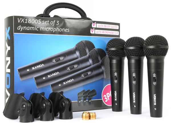 Set of 3 Dynamic Microphones - in ABS Case