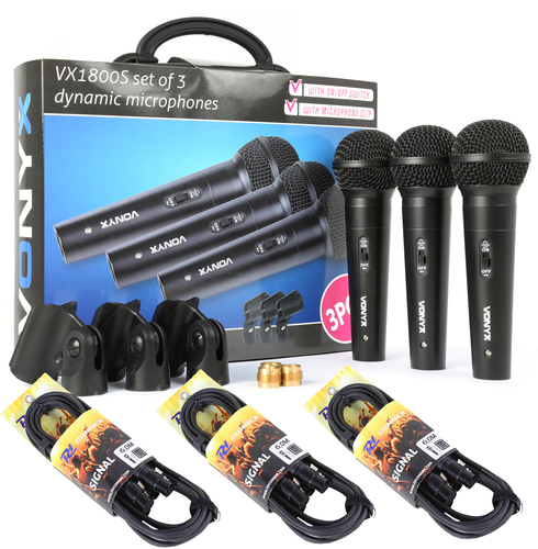 Dynamic Microphones - 3 Piece Set with XLR Leads