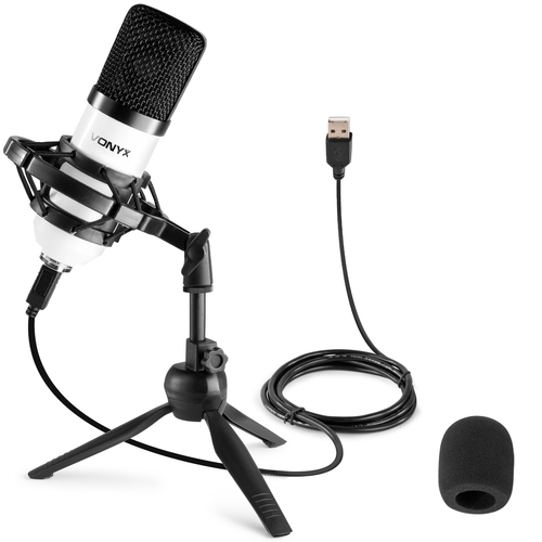 USB Podcast Microphone & Desktop Stand set, White