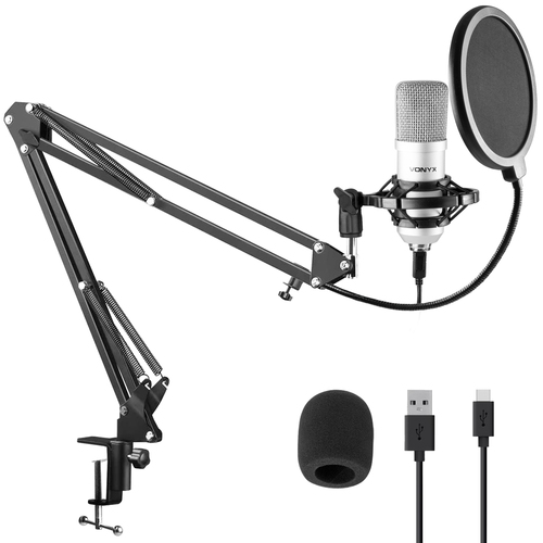 USB Studio Microphone & Boom arm set, Titanium