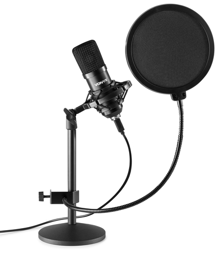 USB Studio Microphone & Desktop Stand set, Black