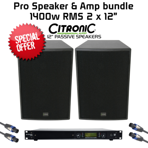 Complete PA Set hybrid class-H Amp bundle 1200w RMS x 12 inch - Main Image