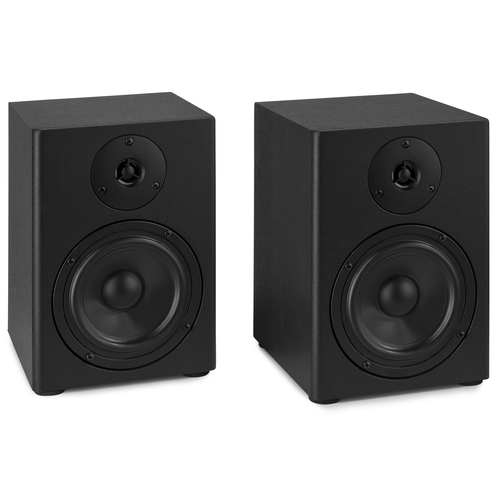 Active Bookshelf Speaker Set - 5.25 Inch - Pair (Master-Slave) - Black