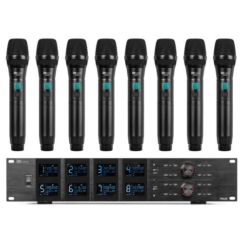 UHF Wireless Microphone Set with 8 handheld microphones