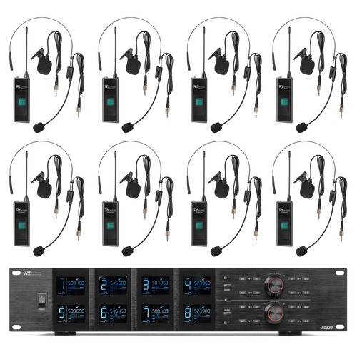 UHF Wireless Microphone Set with 8 bodypack microphones