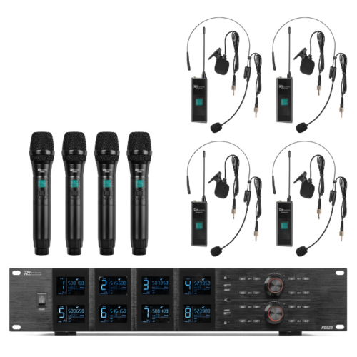 UHF Wireless Microphone Set with 4 bodypack & 4 handheld microphones
