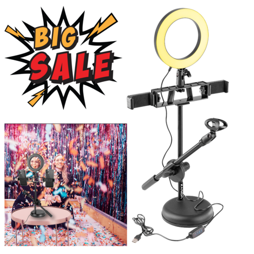 Ring Light & Phone holder on Desktop Microphone Stand