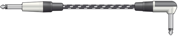Classic Braided Right Angled Guitar Lead Black/White 3.0m