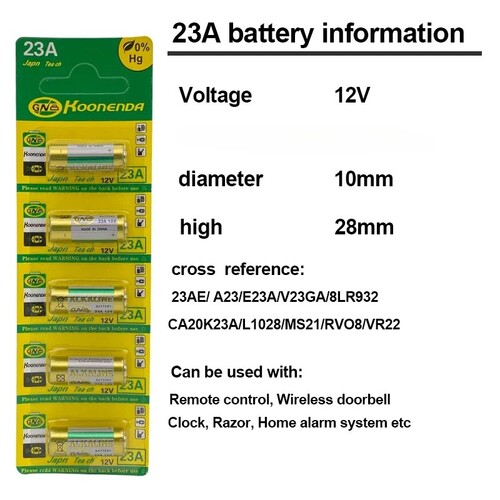 Alkaline Battery - For Remote Control 23A 