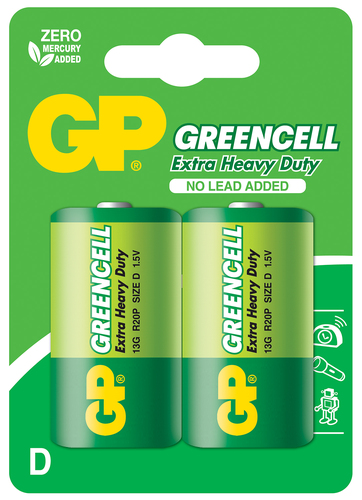 GP Greencell Extra Heavy Duty D Size (2 pack)
