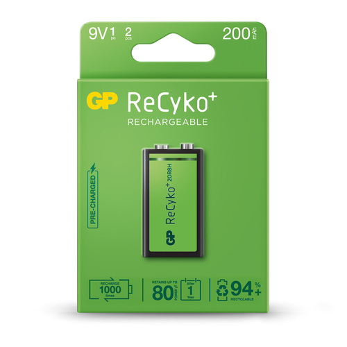 GP Recyko+ 9V NiMH Rechargeable Batteries