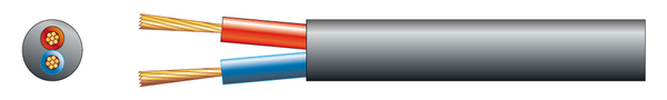 SpeakerCable - Round 2 x 2.5mm Black - 100 Volt Line