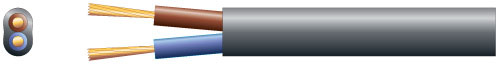 2 Core Oval Mains Cable - PVC - 6 Amp - Black
