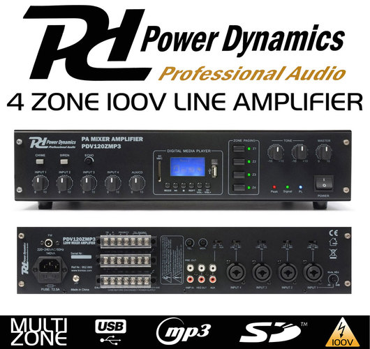 Amplifier - 4 Zone - MP3 - PDV120ZMP3 