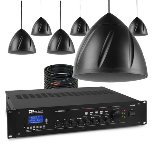 6 x Black Hanging Sound System