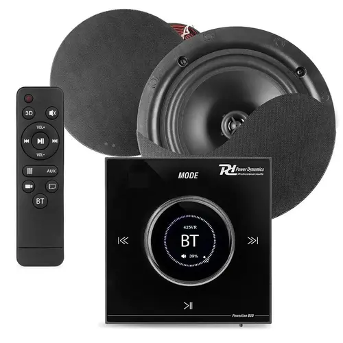 Powerline B50B amplifier with 2 ceiling speakers